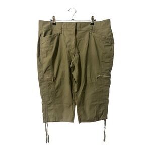 White House Black Market Olive Green Cargo Capri, Size 14